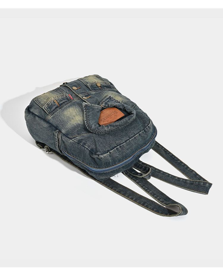 Washed Multi-pocket Denim Multifunctional Leisure Large-capacity Backpacks, Handbags 2025 Spring And Summer New_voghion.com