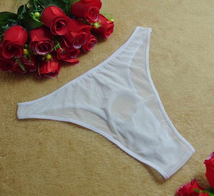 Erotisch ondergoed voor heren Doorschijnende slips Hoge elastische mesh Blootgestelde JJ Triangle-slips Thong T-broeken_voghion.com