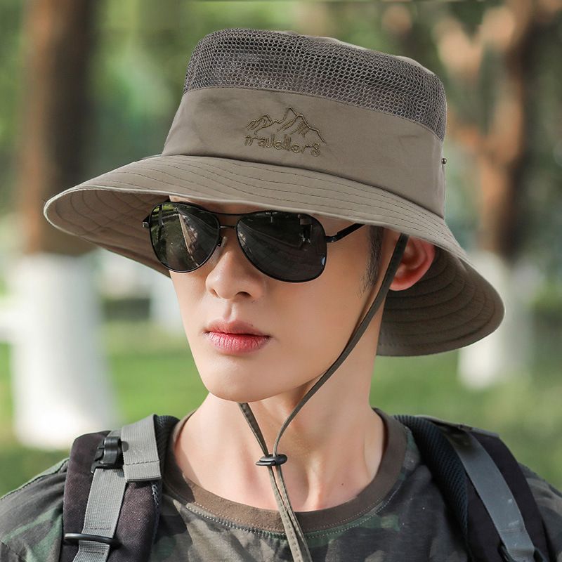 Fisherman Men Spring Summer Wide Brim Outdoor Hiking Foldable Sun Men's Fishing Hat_voghion.com