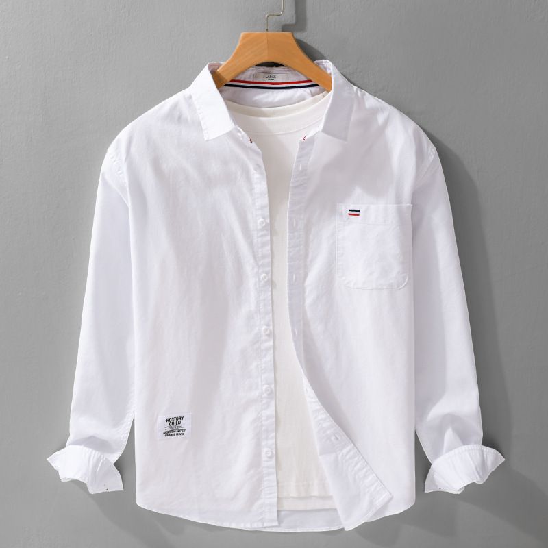 Camicia da uomo Oxford a maniche lunghe, primavera e autunno, alla moda, casual, ampia, versatile, fresca e sottile._voghion.com