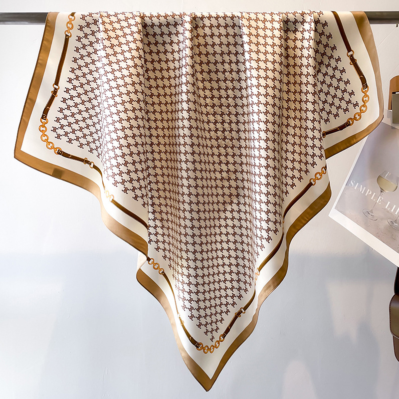 Sciarpe colorate in twill di seta, sciarpe stampate coreane, grandi sciarpe, scialle 90x90 cm, protezione solare, viaggio_voghion.com