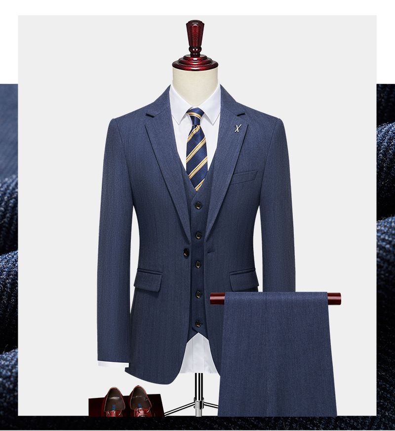 Abbigliamento uomo, abiti da uomo, abiti formali slim fit con motivo a spina di pesce intrecciato a colori di alta qualità, abiti da sposa in stile britannico-coreano, abiti da uomo, set completo_voghion.com