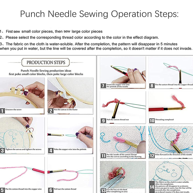 RUOPOTY DIY langhårede pigebroderisæt Håndarbejde til begyndere Punch Nål Håndlavet syning Maleri Hjemmeindretning_voghion.com