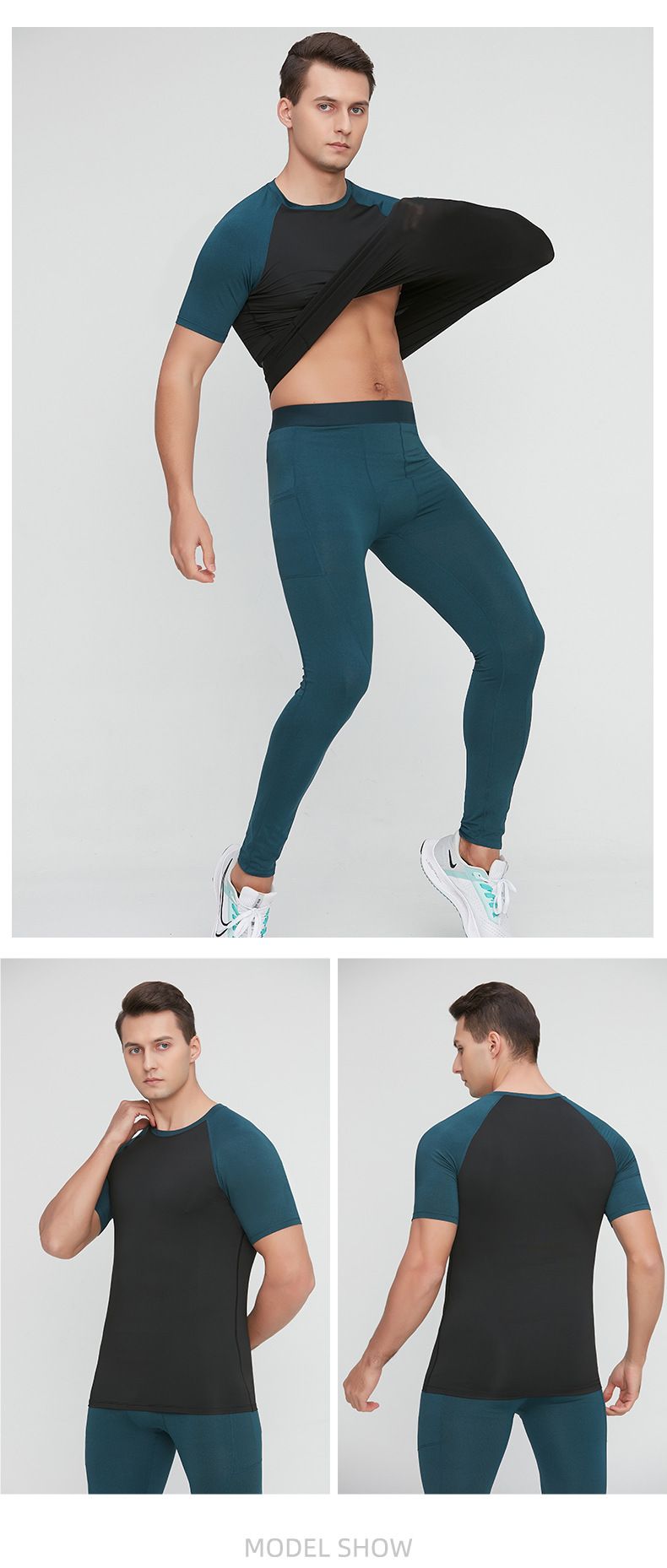 PRO Fitness Herren T-Shirt, kurzärmelig, eng anliegend, für Lauftraining, Sportbekleidung, hochelastisch, schweißabweisend, schnelltrocknend_voghion.com