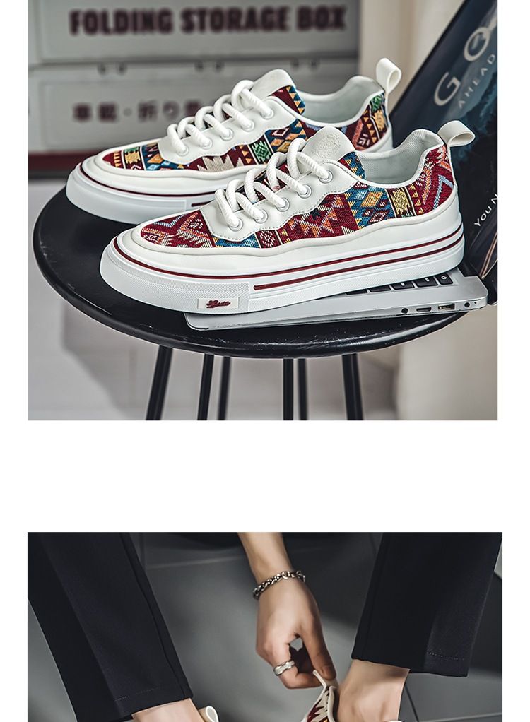 New Summer 2024 Breathable Canvas Men's Fashion Printed Student Korean Edition Trendy Casual Versatile Board Shoes Men_voghion.com
