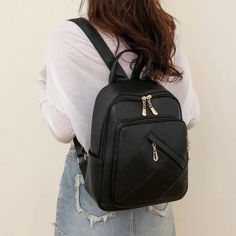 Zaino alla moda in morbida pelle PU per donna, stile trendy, semplice, leggero, grande capacità, adatto per studenti 250514l_voghion.com