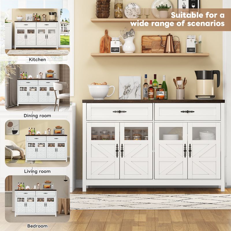 Credenza Weiß 140cm con 4 cassetti, 2 Schubladen, Zeitgenössisches Design_voghion.com