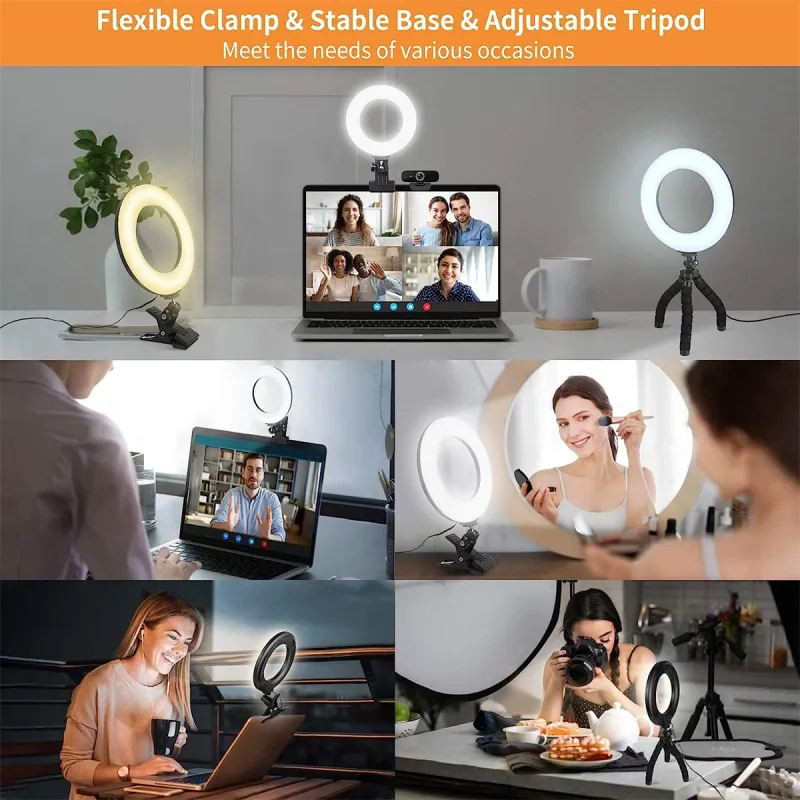 6Inch Video Conference Light Kit Ri Clip On Laptop Monitor With 3 Color Webcam Light Remote Work Self_voghion.com