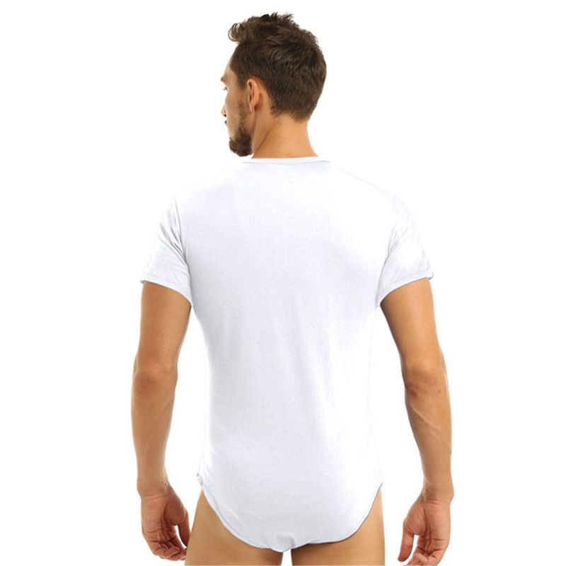 2023 foreign trade new short-sleeved round neck button jumpsuit men's breathable jumpsuit home pajamas wish_voghion.com