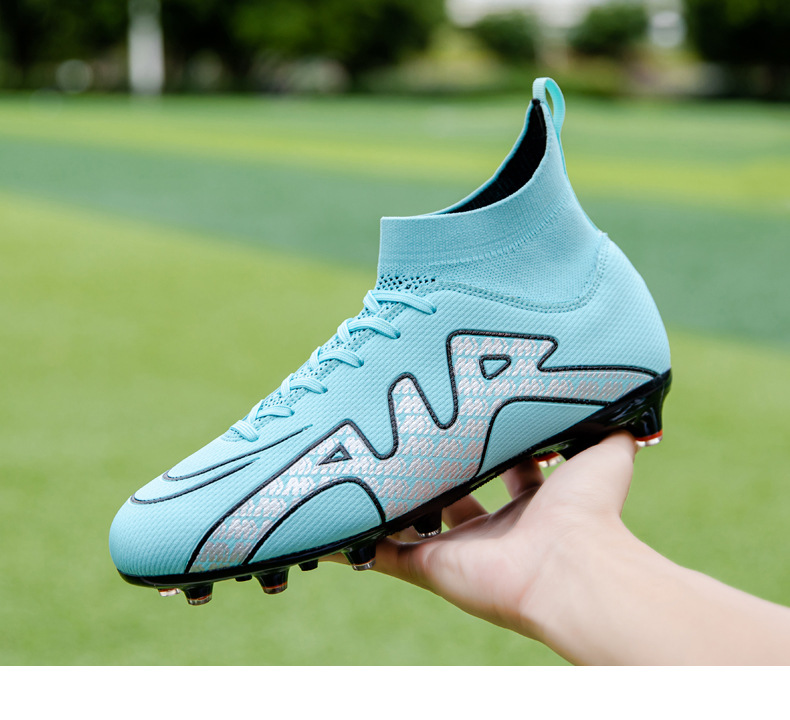 High-Top-Fußballschuh für Jungen und Mädchen, TF, gebrochener Kunstrasen, AG-Nagellederfuß, Jugend-Studenten-Trainingsschuhe_voghion.com