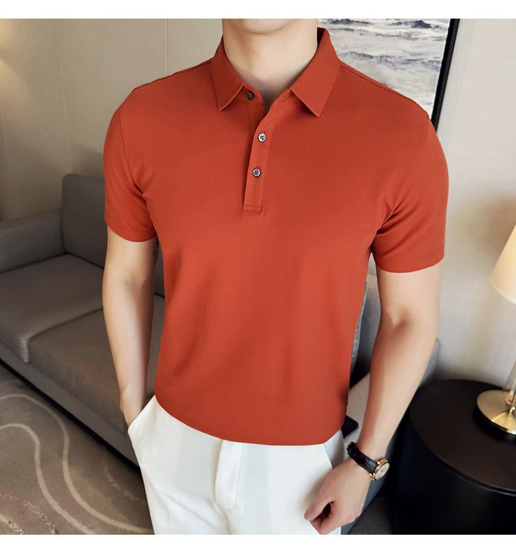Polo à manches courtes pour homme, nouveauté spéciale été, en coton, confortable, petit revers, non marquant, pressage, version coréenne, coupe ajustée, Paul_voghion.com