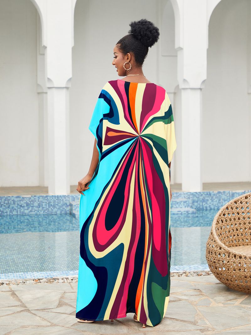 Boho Chic Cotton Beach Cover-Up – Loose Robe Style Swimsuit Outerwear For Vacation & Poolside Relaxation_voghion.com