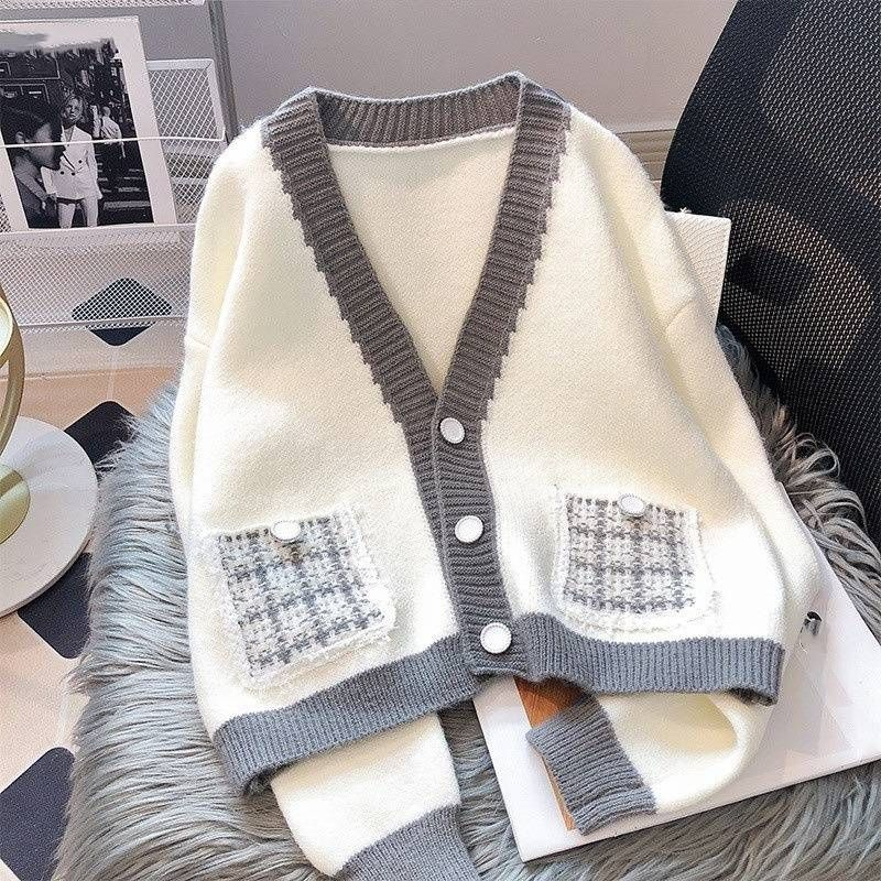 Women's Clothing soft waxy sweater jacket new V neck knitted cardigan long sleeved top_voghion.com
