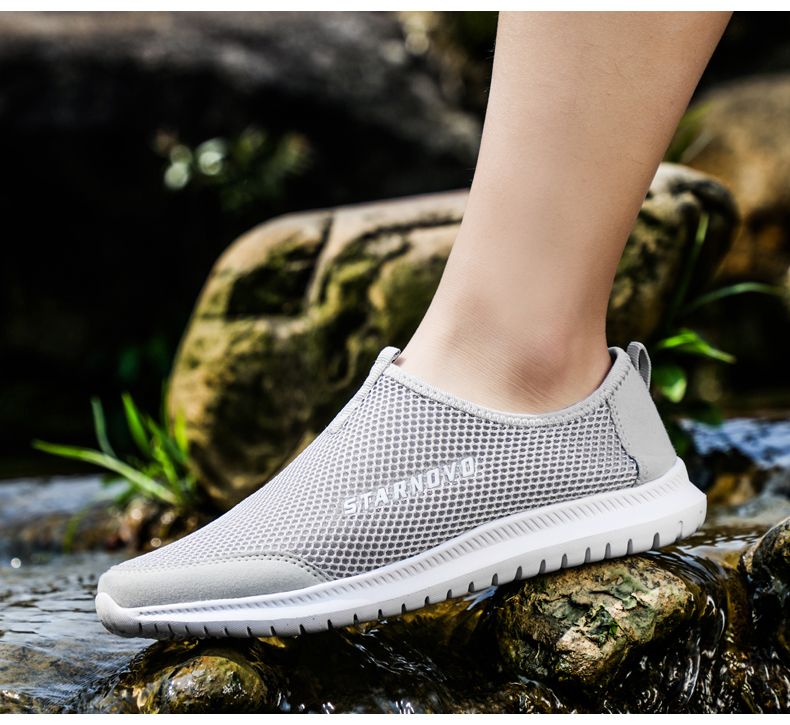 Double Star Summer Breathable Comfortable Mesh Men's Sneaker Slip-on Lightweight Old Beijing Cloth Shoes_voghion.com