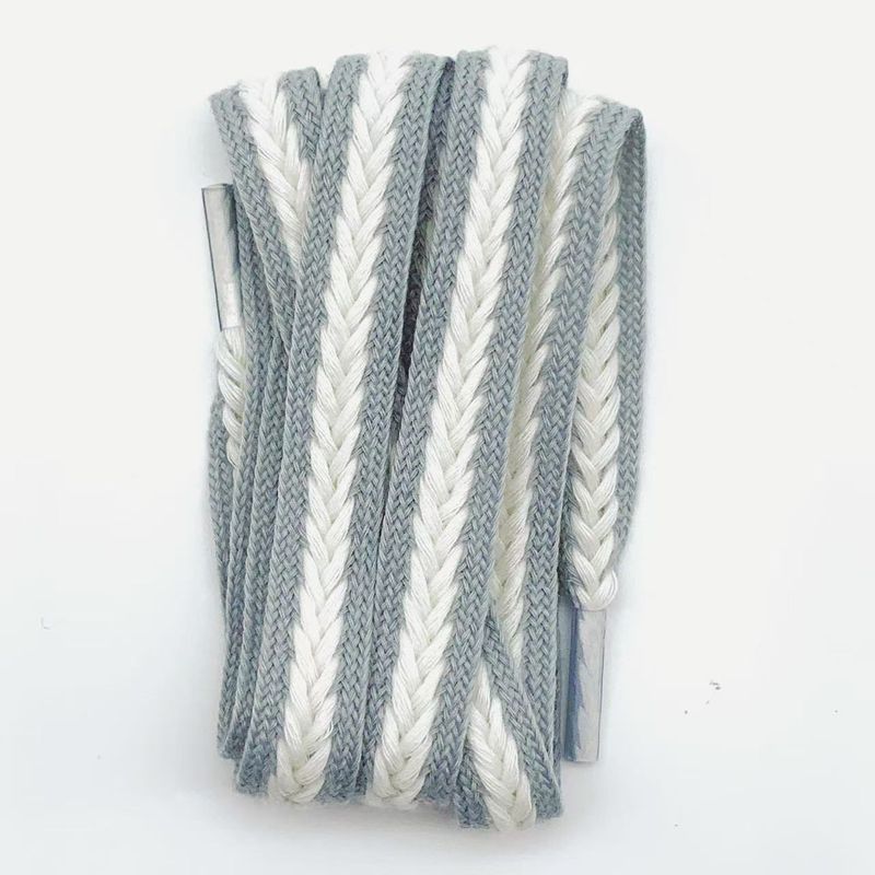Lacci per scarpe a forma di spiga di grano per scarpe in tela da donna intrecciati in bianco e nero, larghi e piatti, extra larghi e spessi, larghezza 1,5 cm_voghion.com