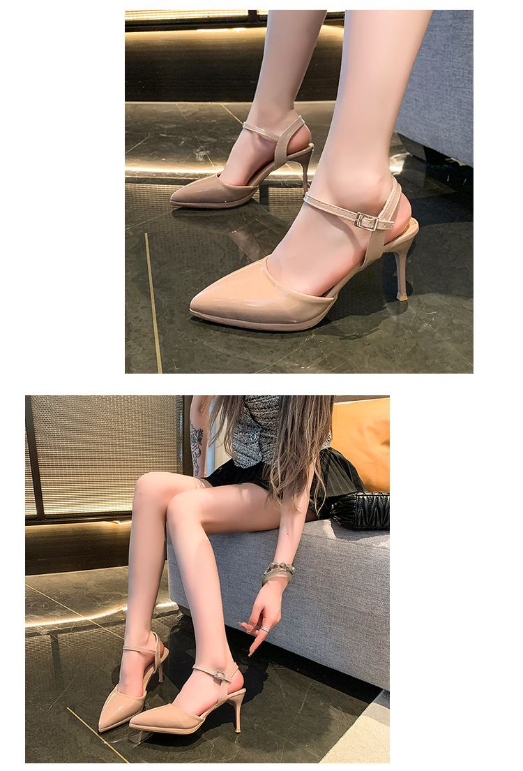 Modischer, spitzer, übergroßer, gerader Schnallenriemen, schmaler Absatz, lässige und trendige High Heels, vielseitige Zehenabdeckung,_voghion.com