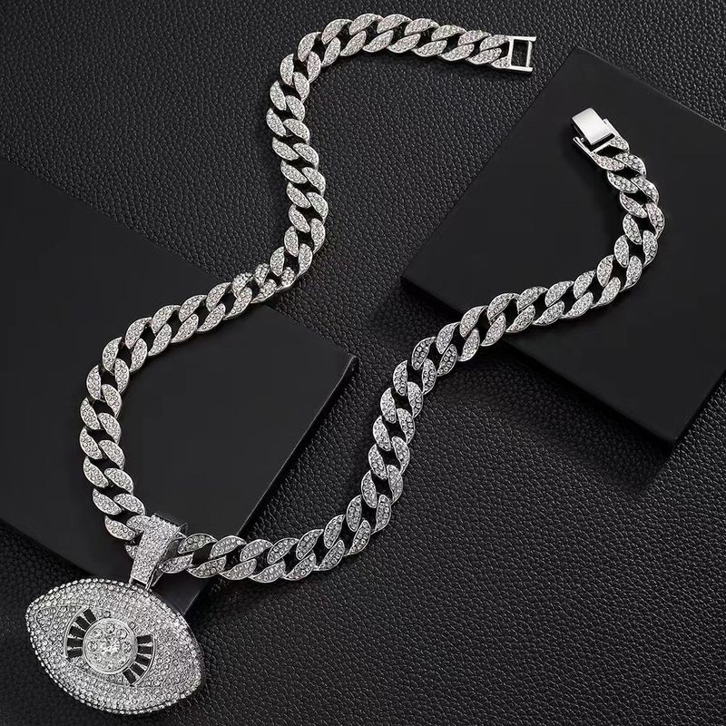 Nieuwe legering diamanten engel hiphop gepersonaliseerde creatieve duivelsoog hanger Cubaanse ketting_voghion.com
