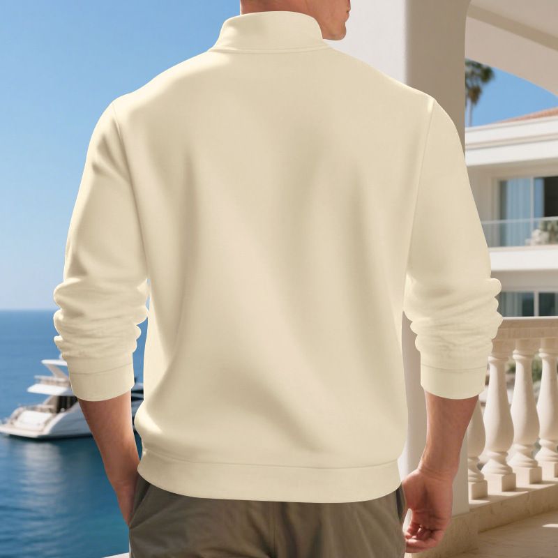Felpa da uomo con fodera in pile e cerniera a un quarto – Abbigliamento casual invernale caldo ed elegante (S-XXXL, colori a tinta unita)_voghion.com