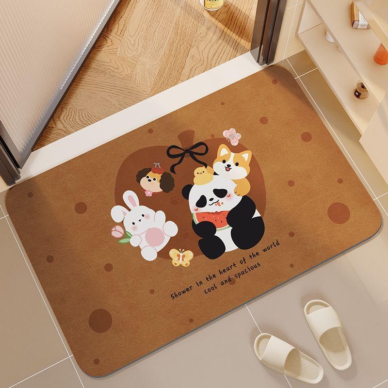 Schnelltrocknende, rutschfeste und saugfähige Fußmatte mit Cartoon-Motiv für Badezimmertüren_voghion.com