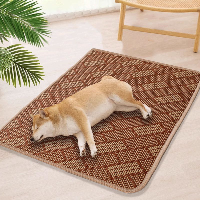 Haustier Rattan gewebt kühlende Sommerbett Eis Pad Hundematte zum Schlafen_voghion.com