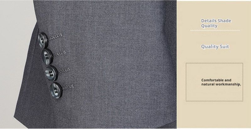 Solid color light business set for men's autumn new youth slim fit two button suit pants_voghion.com