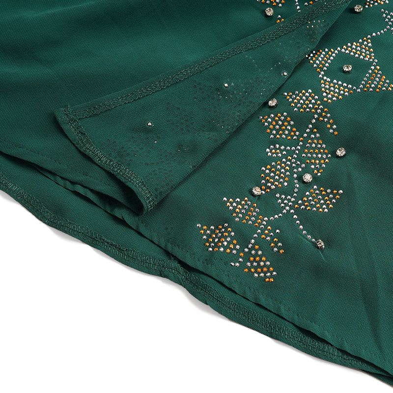 Elegantes Langarm-Maxikleid mit Strassverzierung, schlichtes muslimisches Abendkleid für Damen, A-Linien-Abendkleid in Übergröße (Grün/Violett/Schwarz)_voghion.com