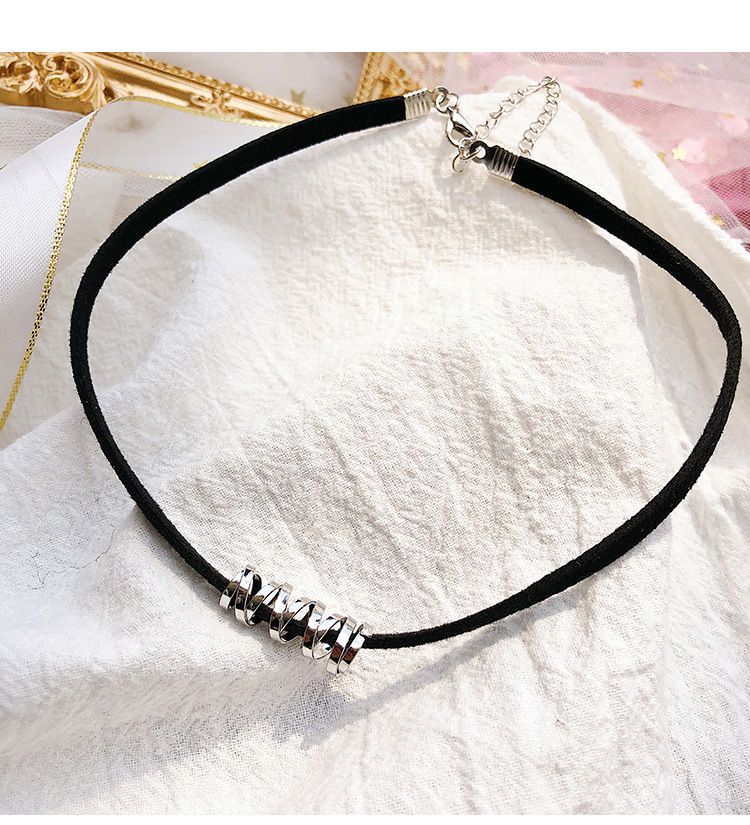 Collana girocollo nera minimalista da donna, design unico, nuovo stile, elegante catena per clavicola_voghion.com