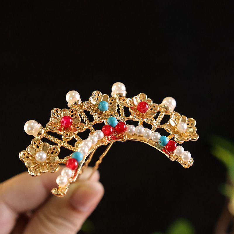 Accessoires de costume Lillian Couronne de perles Ornement de cheveux de mariée Hanfu Style ancien Tang Épingle à cheveux Ming Dynastie Song_voghion.com