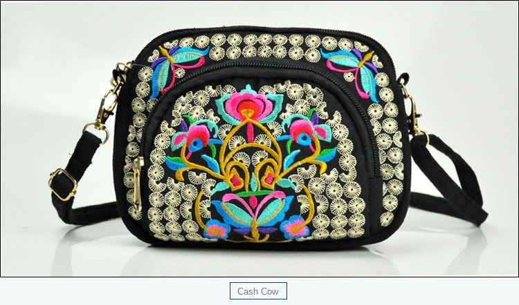 Borsa a tracolla da donna Borsa da viaggio Borsa a tracolla con cerniera ricamata floreale vintage Borsa per cellulare ricamata_voghion.com