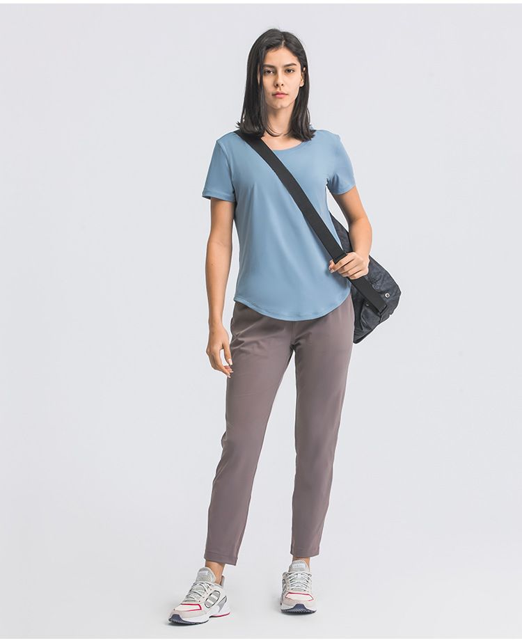Tricou nou pentru alergare de vară pentru femei, top simplu și largi pentru yoga cu mâneci scurte, îmbrăcăminte sport ușoară și respirabilă pentru alergare și fitness_voghion.com