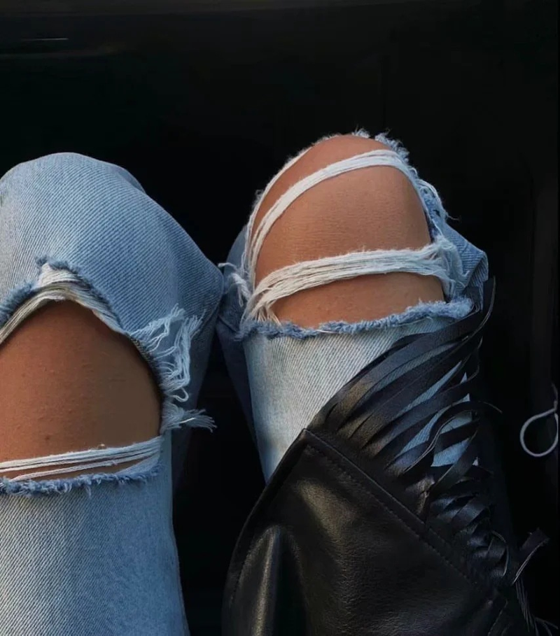 Kadın Giyim Denim geniş paça yırtık jean pantolon_voghion.com