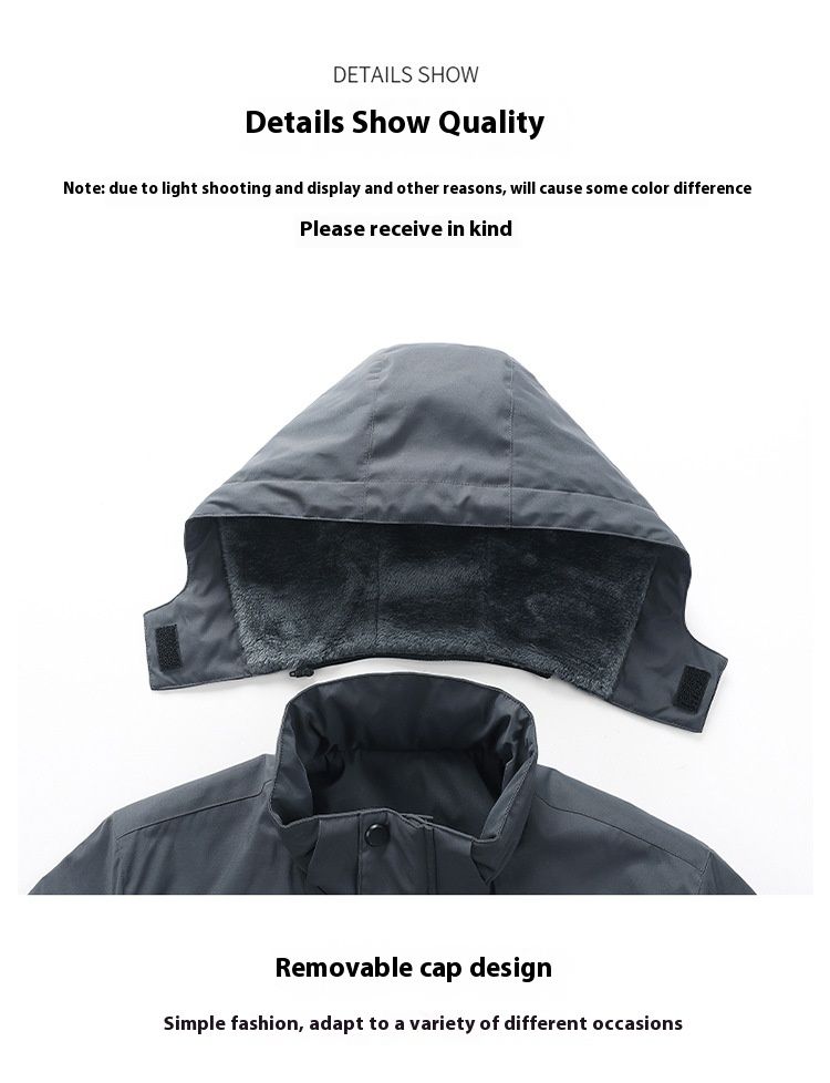 Autumn and Winter Outdoor Mountaineering Jacket with Thickened Fleece for Men, Sports Snow Warmth Hoodie Cross border_voghion.com