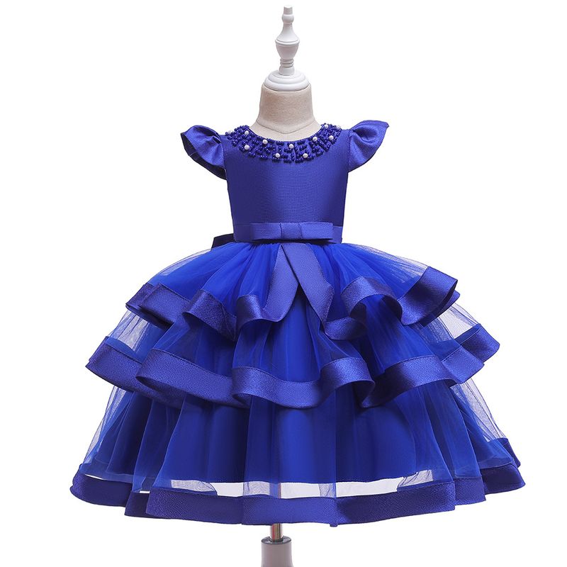 Robe de spectacle perlée pour enfants européens et américains, robe bouffante multicouche pour fille, robe de Noël pour enfants_voghion.com