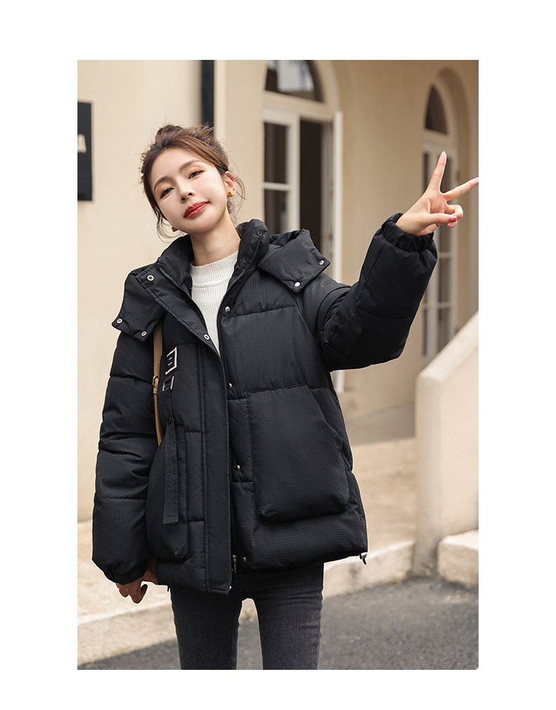 Damenmode, locker, lässig, mit Beschriftung, wattierte Jacke aus Baumwolle, wattierte Damenjacke_voghion.com