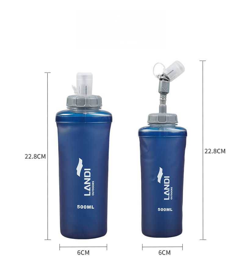 Outdoor Wandern Radfahren Sport Tragbare Tasche Dunkelblau Pull Soft Running Spezielle Wasserflasche_voghion.com