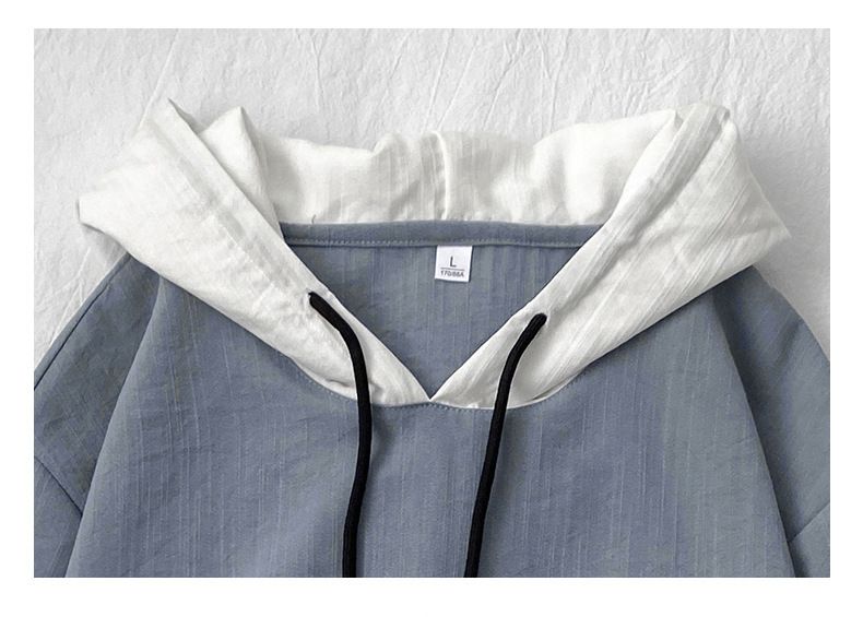 Felpa con cappuccio casual da uomo a maniche corte – Top estivo traspirante e dalla vestibilità ampia_voghion.com