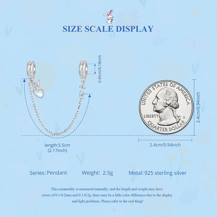 Easter Rabbit Safety Chain Charm Sterling Silver Charm_voghion.com