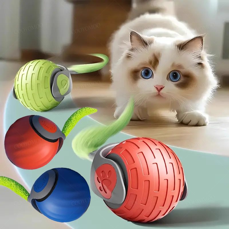 Giocattoli intelligenti per gatti, palline automatiche interattive, elettriche, rotanti, ricaricabili tramite USB, palline rimbalzanti in movimento, prodotti per gatti_voghion.com