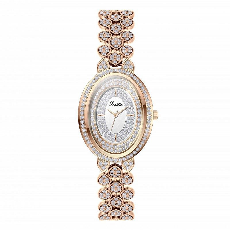 Scottie Oval 9205 Fashion Steel Band New Gaudí Women's Watch With Diamond Inlay Starry Sky_voghion.com
