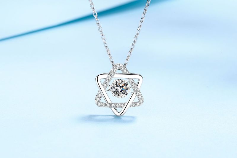 Tancise 0,5 Karat Echt Moissanite Hexagramm Stern Anhänger Halskette Für Frauen Sterling Silber Hochzeit Partei Schmuck_voghion.com