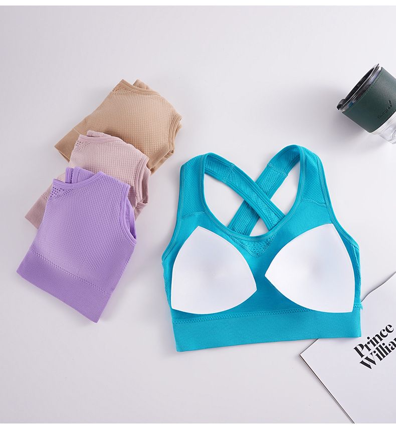 Hermoso chaleco deportivo de espalda, chaleco de yoga fitness con absorción de impactos para mujer, malla transpirable cruzada, alta elasticidad, tamaño grande_voghion.com