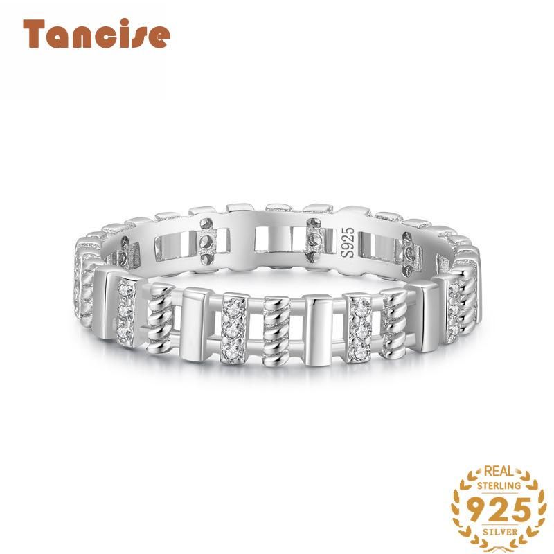 Tancise Anello in argento con zirconi classici Gioielli da donna Promessa di nozze Regalo per feste_voghion.com