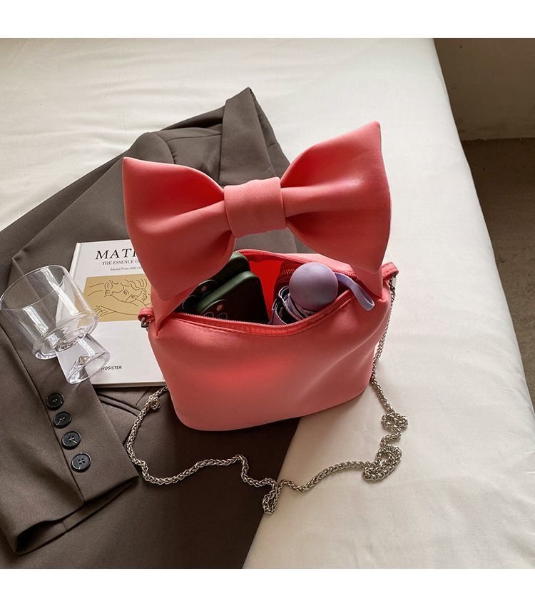 Borsa a tracolla grande con fiocco, stile coreano, di alta qualità, con tracolla, stile mini, versatile, per il tempo libero, quotidiano, personalizzata, primavera estate 2025, colore: rosa chiaro_voghion.com