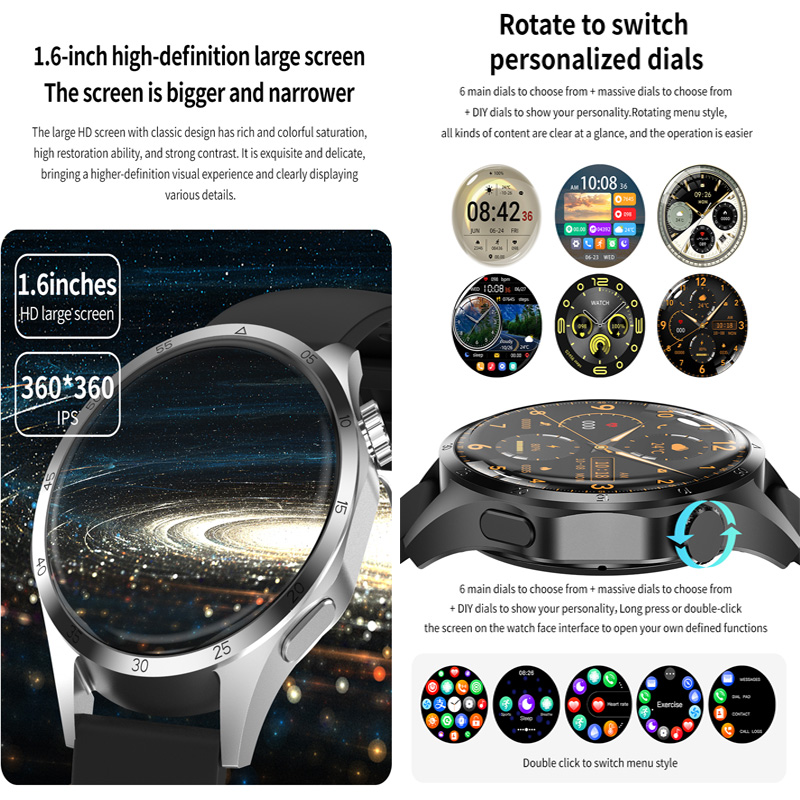 Huawei GT4 Pro Max -älykellolle Miesten verensokeri NFC AMOLED 466*466 HD-näyttö Bluetooth Call Urheiluvedenpitävä älykello_voghion.com