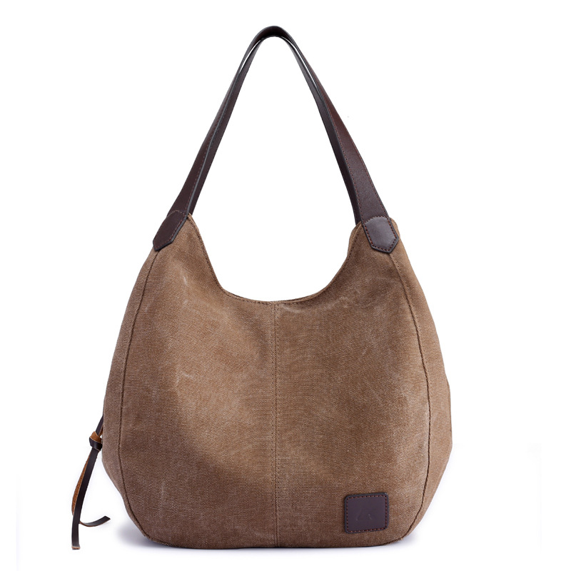 Nova bolsa de lona feminina moda com literatura simples bolsa de ombro único multi-camada lazer grande saco_voghion.com