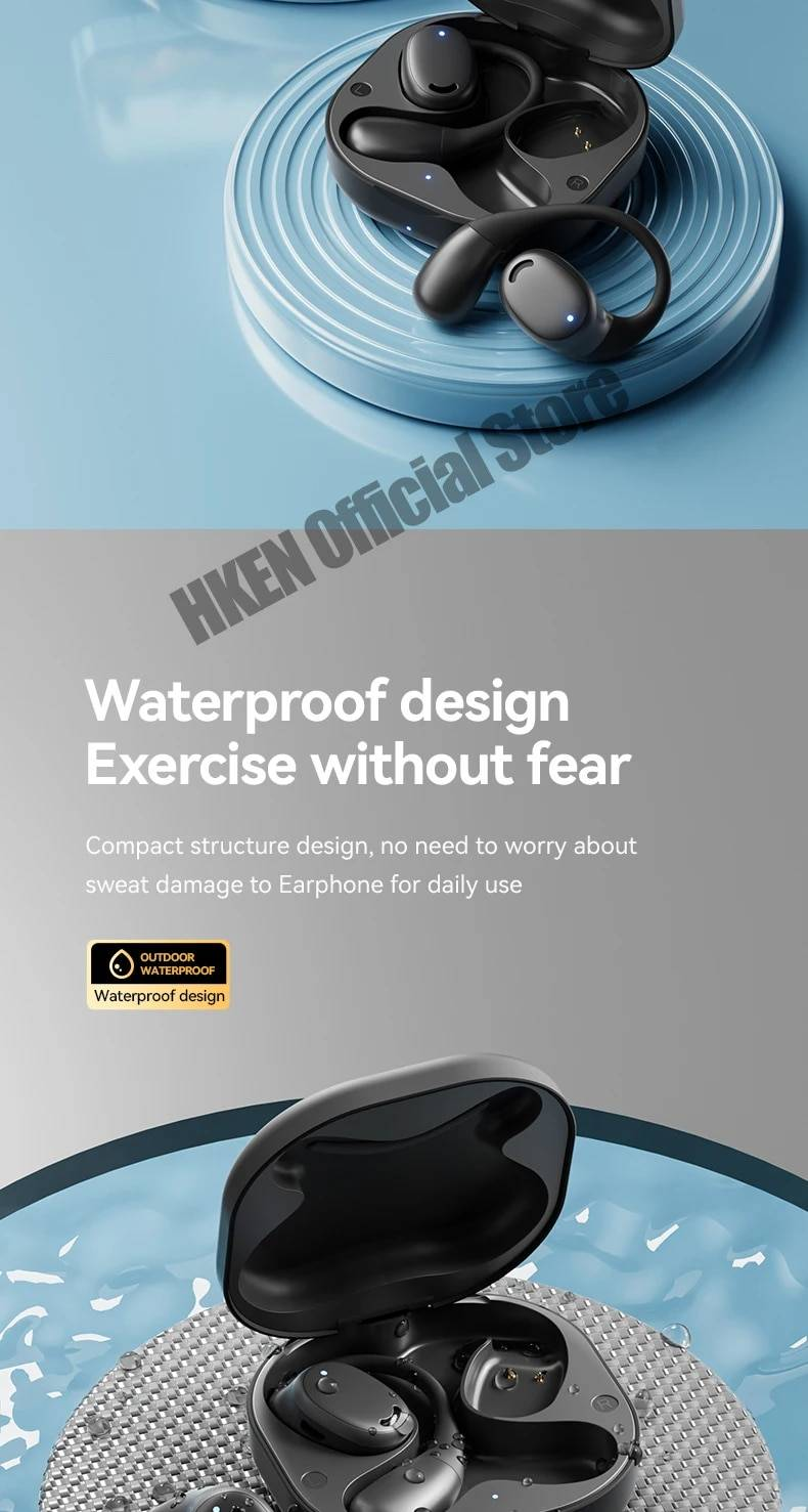 Ear Hook Sports Bluetooth Headphones, Wireless Earphones With Microphone, Secure Fit For Running Gym, IPX5 Sweatproof_voghion.com