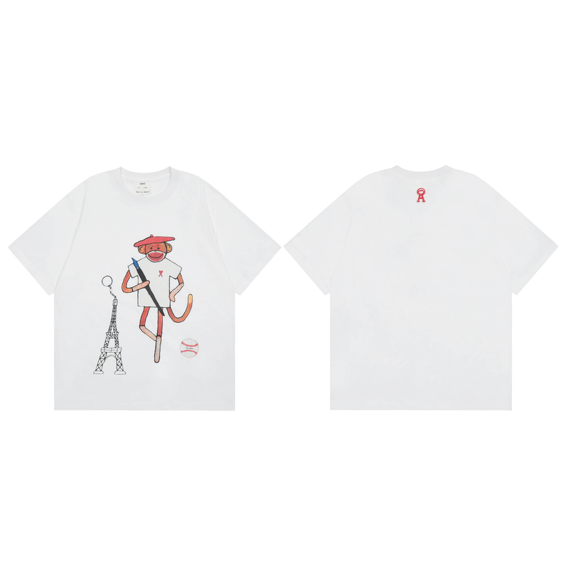 Heren T-shirts Ami Korte Mouw Dames 2023 Zomer NieuwModemerk Koppel Liefde T-shirt Casual Losse Onderkant Top_voghion.com