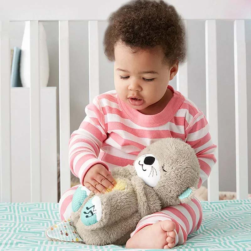 Breathing Otter Sleep and Playmate Otter Musical Stuffed Baby Plush Toy with Light Sound Newborn Sensory Comfortable Baby Gifts_voghion.com