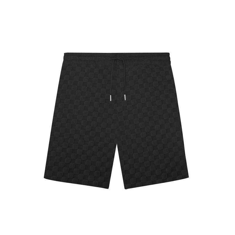 Herren Rundhals T-Shirt Hoodie Langarm Shorts Set Locker Lässig Schachbrett Sport Zweiteiliges Set_voghion.com