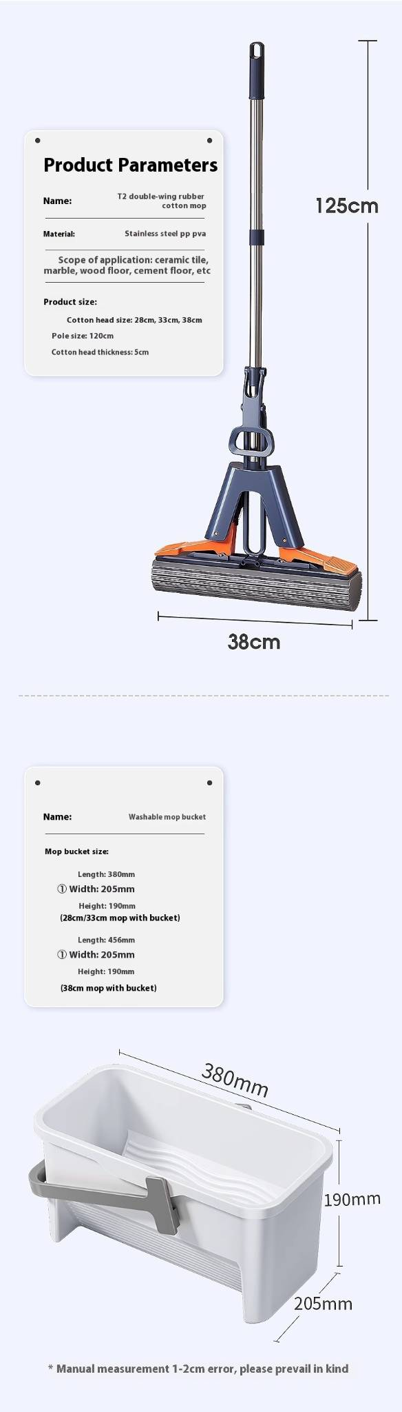 Mop de esponja - Novo limpador de piso dobrável e autotorcedor com cabeça de borracha absorvente (não é necessário lavar à mão)_voghion.com